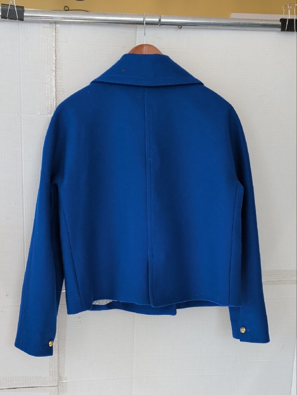 J. Crew Royal Blue Double-Breasted Pea Coat  Gold Buttons SZ 8 Formal Chic - Picture 7 of 15